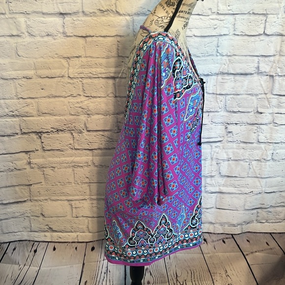 Nanette Lepore Swim CoverUp Moroccan Medallion Size Large Cold Shoulder V-neck - Picture 6 of 9